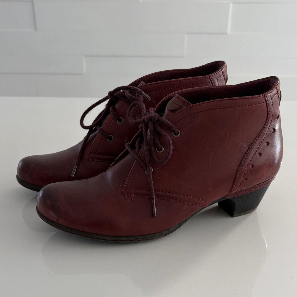 8.5 Rockport Cobb Hill Aria Burgundy/Merlot Leather Ankle Boots